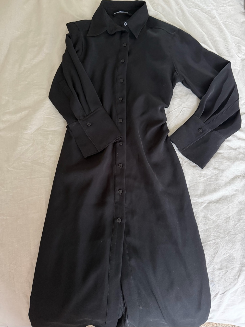 Zara Black Long Sleeve Button-Down Shirt Dress